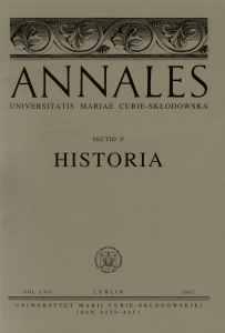 Okładka: Annales UMCS, sec. F (Historia), vol. LVII