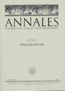 Okładka: Annales UMCS, sec. FF (Philologiae), vol. XXXII