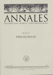Okładka: Annales UMCS, sec. FF (Philologiae), vol. XXXII
