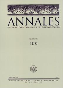 Okładka: Annales UMCS, sec. G (Ius), vol. LVIII, z. 1