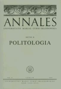 Okładka: Annales UMCS, sec. K (Politologia), vol. XII