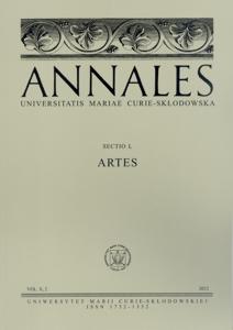 Okładka: Annales UMCS, sec. L (Artes), vol. X, 2