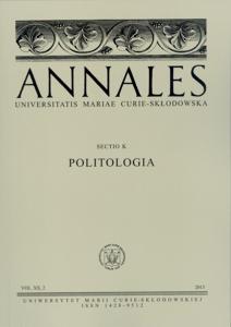 Okładka: Annales UMCS, sek. K (Politologia), vol. XX, 2 