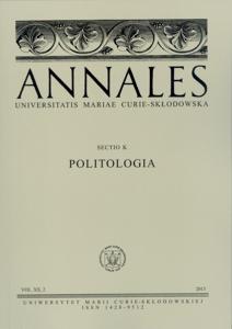 Okładka: Annales UMCS, sek. K (Politologia), vol. XX, 2