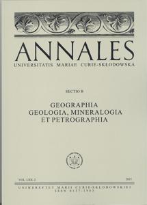 Okładka: Annales UMCS, sec. B (Geographia, Geologia, Mineralogia et Petrographia), vol. LXX, 2