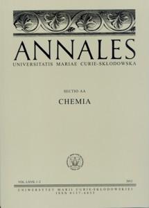 Okładka: Annales UMCS, sec. AA (Chemia) vol. LXVII, 1-2
