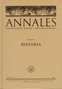 Okładka: Annales UMCS, sec. F (Historia), vol. LXVI, 1