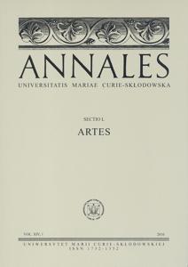 Okładka: Annales UMCS, sec. L (Artes), vol. XIV, 1