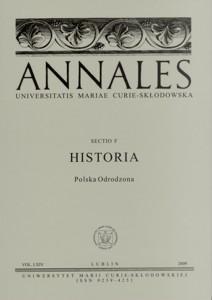 Okładka: Annales UMCS, sec. F (Historia), vol. LXIV