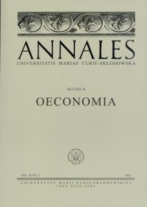 Okładka: Annales UMS, sec. H (Oeconomia), vol. XLVII, 3