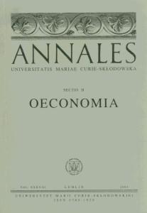 Okładka: Annales UMCS, sec. H (Oeconomia), vol. XXXVIII