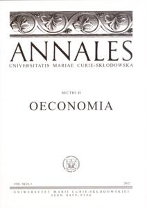 Okładka: Annales UMCS, sec. H (Oeconomia), vol. XLVI, 1