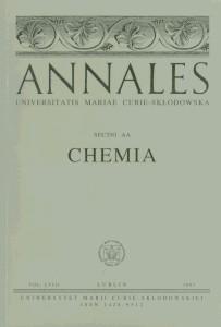 Okładka: Annales UMCS, sec. AA (Chemia), vol. LXIII