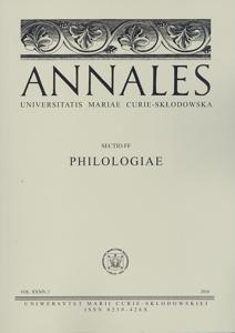 Okładka: Annales UMCS sec. FF (Pholologiae), vol. XXXIV, 2: Post-apo