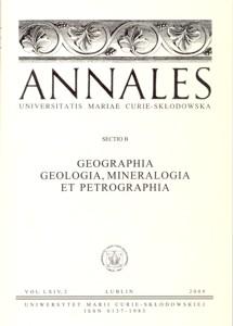 Okładka: Annales UMCS, sec. B (Geographia, Geologia, Mineralogia et Petrographia), vol. LXIV, 2