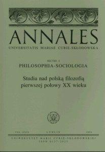 Okładka: Annales UMCS, sec. I (Philosophia - Sociologia), vol. XXIX/2004