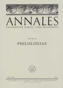 Okładka: Annales UMCS, sec. FF (Philologiae), vol. XXXI