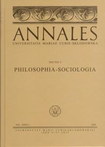 Okładka: Annales UMCS, sec. I (Philosophia - Sociologia), vol. XXXV, 1