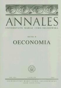 Okładka: Annales UMCS, sec. H (Oeconomia), vol. XLI