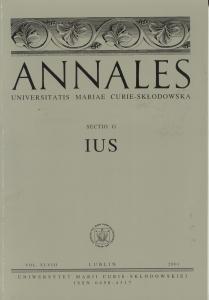 Okładka: Annales UMCS, sec. G (Ius), vol. XLVIII