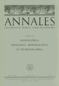 Okładka: Annales UMCS, sec. B (Geographia, Geologia etc.), vol. LVIII