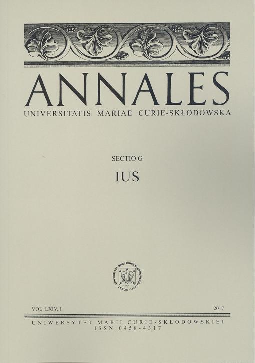 Okładka: Annales UMCS, sec. G (Ius), vol. LXIV, 1