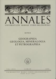 Okładka: Annales UMCS, sec. B (Geographia, Geologia, Mineralogia et Petrographia), vol. LXIII, 1